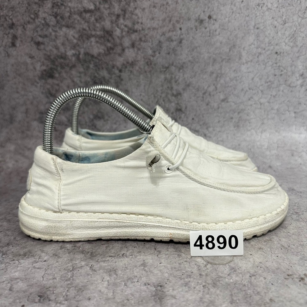Hey Dude Wendy Silk Moon Shoes Womens Size 7 White Slip On Loafers 40052-1K6